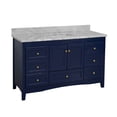 thumbnail image 2 of Abbey 60" Single Bathroom Vanity with Royal Blue Cabinet and Carrara Marble Top, 2 of 6