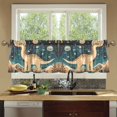 thumbnail image 4 of Yayeee Kitchen Curtains Set of 2 Light Filtering 57"x24" Over Sink Window Panels, Dinosaur at Night, 4 of 7