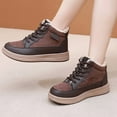 thumbnail image 4 of Snow Boots for Women Casual Winter Fuzzy Lace up Walking Shoes Comfortable Platform High Top Sneakers Brown Size 5.5, 4 of 7