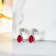 thumbnail image 2 of JeenMata Pendientes Clásicos de Oro Blanco de 18 K sobre Plata con Colgante de Rubí, Piedra Natal de Julio, de 2,5 Quilates, Talla Redonda y Pera, para Mujer, 2 of 6