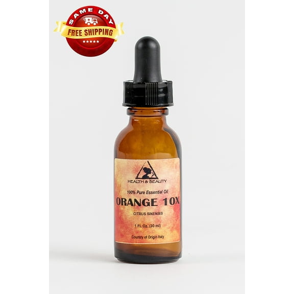 ORANGE 10X (10 FOLD) ESSENTIAL OIL ORGANIC AROMATHERAPY GLASS DROPPER 1 OZ 30 ml