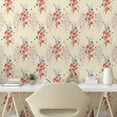 thumbnail image 2 of Ambesonne Vintage Floral Peel & Stick Wallpaper for Home, Delicate Bees Botany, 13"x100", Cream Dark Coral Dark Tan, 2 of 5