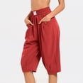 thumbnail image 2 of SHE IS Womens Baggy Harem Capri Pants Wide Leg Lounge Elastic Waist Sweatpants Casual Beach Trousers with Pockets, 2 of 6