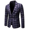 thumbnail image 1 of CEHVOM Fashion Men's Casual Checkered Suit Youth Slim Jacket, 1 of 5