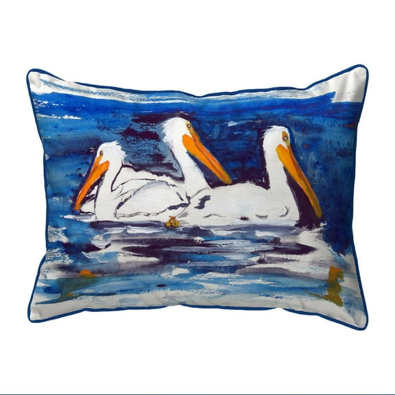Betsy Drake Interiors Three Pelicans Large Indoor/Outdoor Pillow 16x20