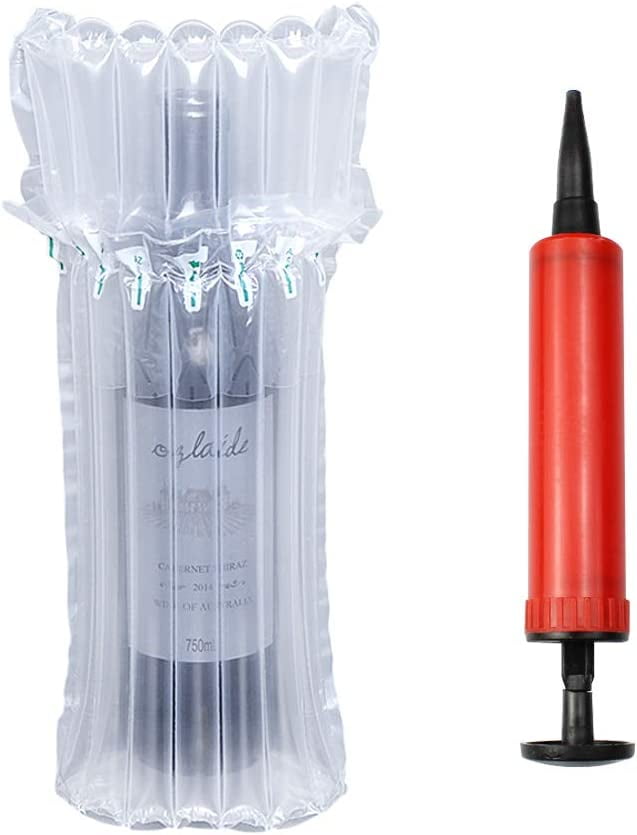 18 X Wine Bottle Protectors For Travel, Wine Bottle Bubble Wrap Bags, Air Pump Inflatable Air Column Bags, Reusable Bubble Cushion Wrap Sleeves For
