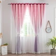 thumbnail image 3 of Cortinas de princesa para recámara, cortinas de estrella, con alzapaños y 3 lazos, 1 panel (rosado y morado), 3 of 4