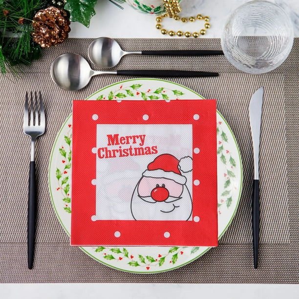 Servilletas de papel navideñas desechables pintadas, servilletas de papel decorativas festivas, adecuadas para decoraciones de mesa navideñas, suministros para fiestas de cumpleaños, 20 servilletas de
