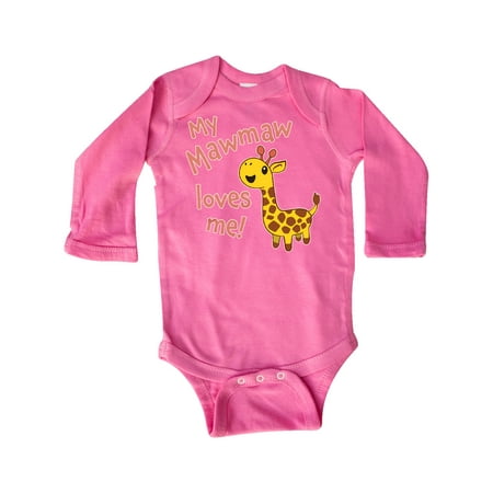 

Inktastic My Mawmaw Loves me- cute giraffe Gift Baby Boy or Baby Girl Long Sleeve Bodysuit