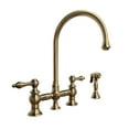 thumbnail image 2 of Whitehaus Vintage III Plus Bridge Faucet with Long Gooseneck Swivel Spout, Lever Handles and Solid Brass Side Spray, 2 of 4