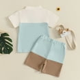 thumbnail image 6 of Kaemgyyd Baby Boy Summer Clothesfashion Colorblock Button Short Sleeve Shirts and Shorts Set Kids Toddler 2 Piece Outfit 2-6 T, 6 of 7
