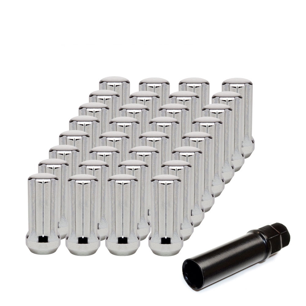 Set of 32 M14x2 Long Spline Acorn Lug Nuts + one Key Enhance Wheels