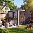 thumbnail image 5 of Outdoor Storage Shed 4x6 FT with Floor, Plastic Resin Garden Shed with Window&Lockable Door, All-Weather Utility Shed for Patio, Backyard, Lawn Mower, Bike, 5 of 9