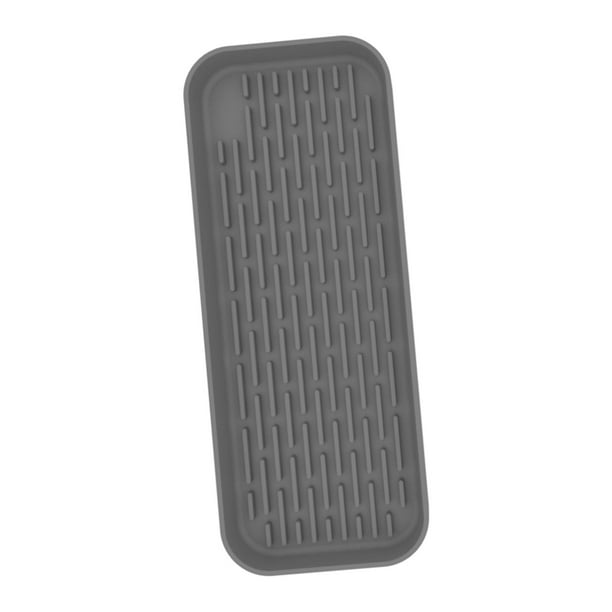 Bandeja de drenaje de silicona, escurridor de fregadero, organizador de almohadilla, tapete resistente al calor, impermeable para Gris