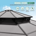 thumbnail image 6 of Clouddwell 10'x10' Hardtop Gazebo - Polycarbonate Double Roof with Netting & Curtains for Patio, Garden Sun Protection,Brown, 6 of 8