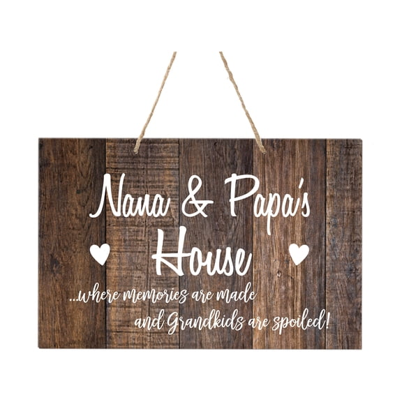 LifeSong Milestones Inspirational Wooden Wall Hanging Rope Sign 8x12 - Nana House (Lightwood)