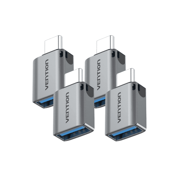 Adaptadores OTG Vention USB Tipo C Hembra a USB 3.0 Superspeed 5Gbps de Aluminio Gris Kit 4 Piezas para Macbook, Celulares y Tablets