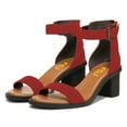 thumbnail image 4 of FSJ Women Open Round Toe Zipper Back Sandals Ankle Strap Low Stacked Block Heels Comfortable Daily Dress Retro Buckle Shoes Size 10 Red, 4 of 6