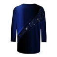 thumbnail image 5 of IROINID en Solde T-shirt à Manches Longues en Polyester pour Femmes Confortable Imprimé T-shirt Ample Blouse Col Rond Hauts, Bleu Foncé, 5 of 5