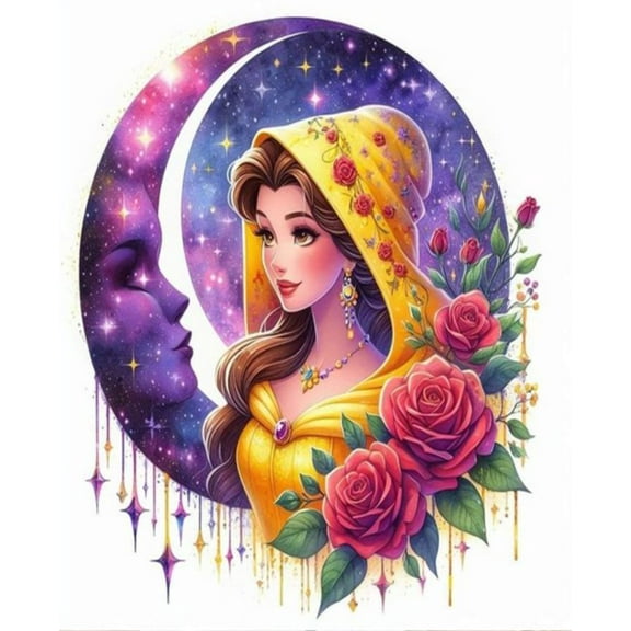 Princess Belle Diamond Art Painting Kits, Diamond Art, Full Drill 5d Diamond Dots Kits Gem Art for Adults Wall Home Decor(12"x16")