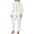 thumbnail image 3 of INSPIRE CHIC Women's Satin Pajamas Stripe Lounge Nightshirt Button Down Tops with Pants Pj Sets S White, 3 of 6