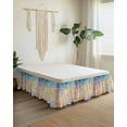 thumbnail image 2 of Colorful Block Art Stone Bed Skirt California King Size 16" Drop Oil Painting Texture Ruffled Wrap Around Bed Skirts Adjustable Elastic Bedskirt Dust Ruffle for California King Size Bed, 2 of 7