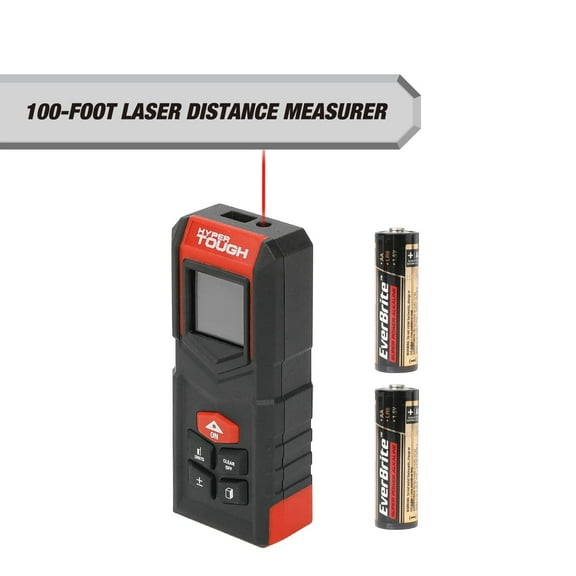 Hyper Tough 100-ft Laser Distance Measuring Tool, 2-AAA Batteries Included
