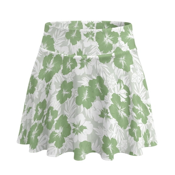 HELLHERO Floral Pattern Built-in Shorts Running Skorts, 2 Side Pockets Comfortable Polyester Spandex Golf Skort for Tennis Yoga Outing