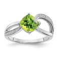 thumbnail image 3 of Auriga Fine Jewelry 925 Sterling Silver Peridot and Diamond Ring for Women Size 9, 3 of 6