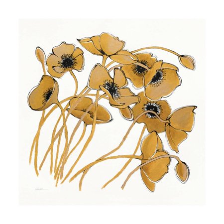- Gold Black Line Poppies II Print Wall Art By Shirley Novak