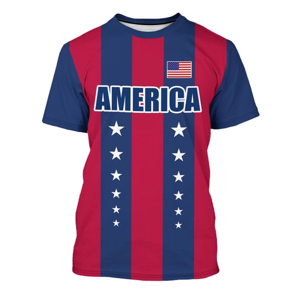 CHUMUD USA Flag 4th July American Red White Blue Star Stripes Patriotic T-Shirt Workout Shirts for Men Moisture Wicking Quick Dry Active Athletic Gym T Shirts