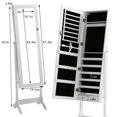thumbnail image 6 of Jewelry Cabinet Standing Mounted Lockable 61" H Jewelry Armoire With 2 Drawers 6 Shelves 43.3"×10.6" Mirror High Capacity Jewelry Organizer , White, 6 of 7