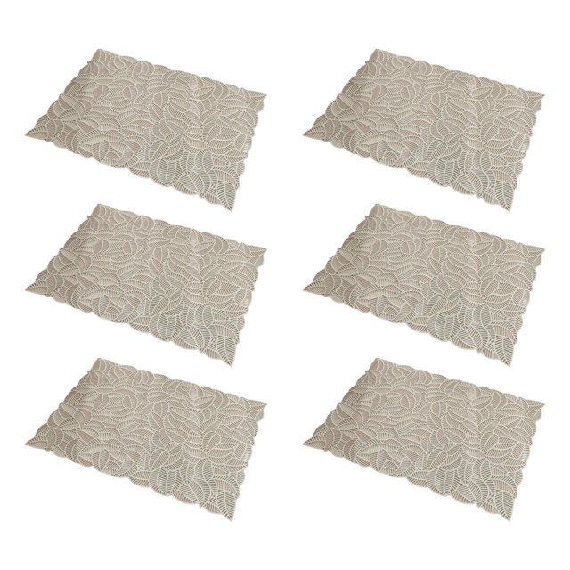 6 manteles individuales huecos de estilo europeo, de PVC, tejidos, impermeables, antideslizantes, fáciles de limpiar, con aislamiento térmico.