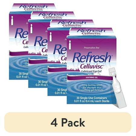(4 pack) Refresh Celluvisc Lubricant Eye Gel Drops, Single-Use Containers, 30 Count (Pack of 1)