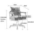 thumbnail image 7 of Home Office Chair, Adjustable Upholstered Computer Desk Chair with 360 Degree Swiveling Base, Ergonomic Task Chair Vanity Chair with Hollow Back & Armrest & Pillow for Office, Living Room, Light Gray, 7 of 7