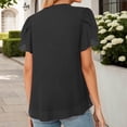thumbnail image 4 of Womens Tops Casual Peplum Hem Flutter Sleeves Chiffon Plain Blouses,Black,XL, 4 of 6