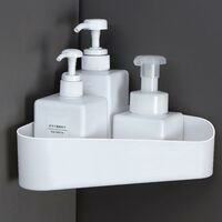 Estante de ducha de esquina, sin perforación, estante de ducha de plástico autoadhesivo, carrito de ducha, organizador de ducha para baño, cocina, blanco