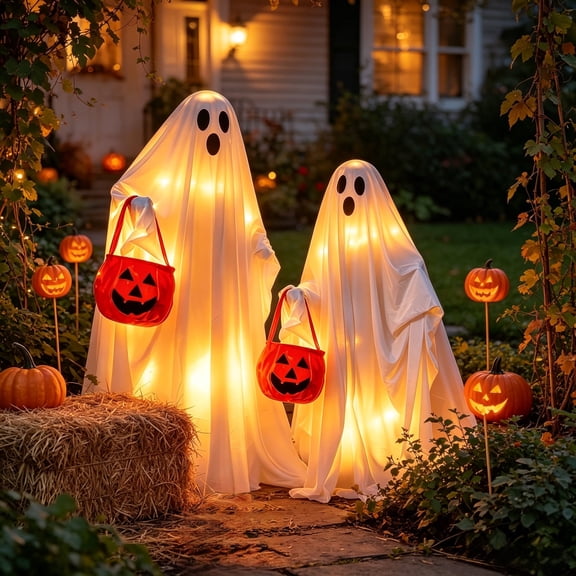 ANLTDTC Halloween Outdoor Ghost String Lights with Remote for Yard, Garden, Lawn, Porch
