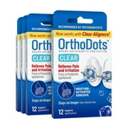 OrthoDots CLEAR (48 Count) - Moisture Activated, Silicone Dental Wax Alternative for Pain Caused by Braces. OrthoDots Stick Better & Stay on Longer than Orthodontic Wax (48 Count Clear