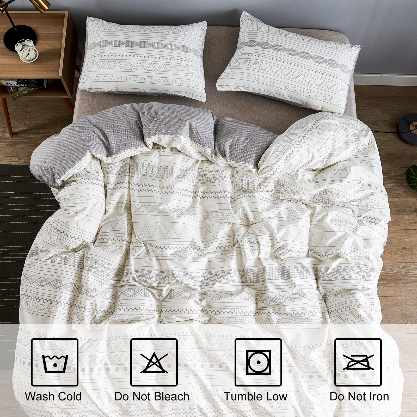 WARMDERN Cotton 800 Thread Count 3 Piece Duvet Sets Queen with Duvet Cover and Pillowcase