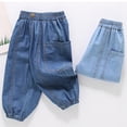 thumbnail image 5 of AINIYS Boys Drawstring Wide Leg Balloon Jeans Elastic Waist Denim Trousers for Street Style Blue 2-3Years, 5 of 9