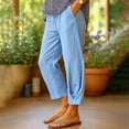 thumbnail image 2 of Women's Pants Fashion Casual Pants For Women Cotton And Linen Casual Loose Solid Color Elastic Waist Pocket Straight Leg Pants, 2 of 4