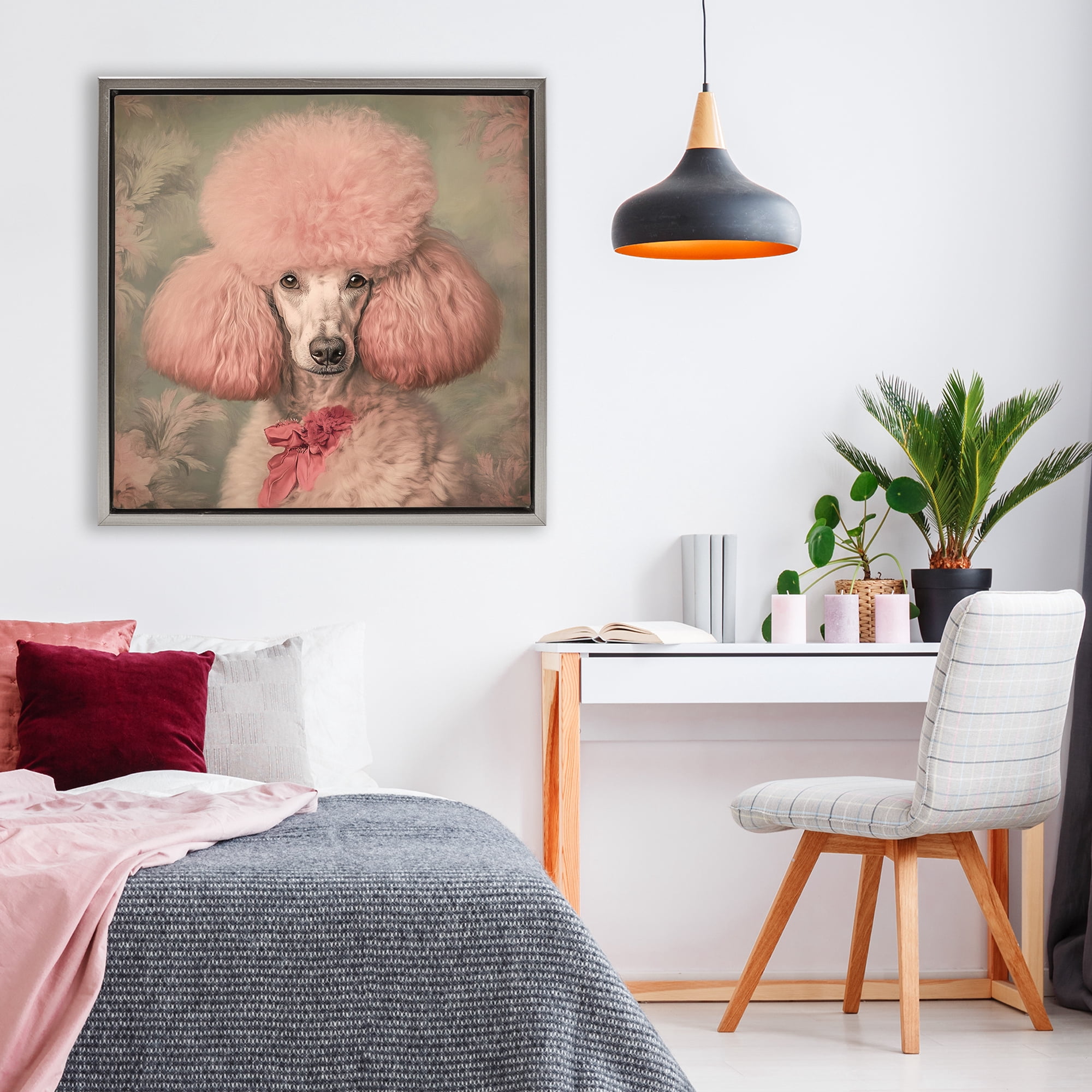 Stupell Industries Miss Baroness Blush Gray Framed Floater Canvas Wall Art, design by Tina LeCour