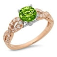 thumbnail image 2 of 1.42 ct Round Cut Natural Peridot Solitaire with Accents Engagement Ring for Women in 18K Rose/White Gold, 2 of 2