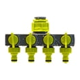 thumbnail image 1 of 4 Way Garden Hose Splitters Diverter Tap Hose Connector Hose Splitter Distributor with 4 Individual On-Off Switch for Outdoor Sprinkler Irrigation Systems Green & Gray, 1 of 7