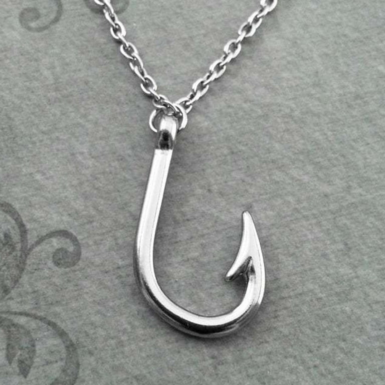 Fish Hook Urn Necklace For Ashes Fishhook Memorial Necklace Stainless Steel  Cremation Jewelry