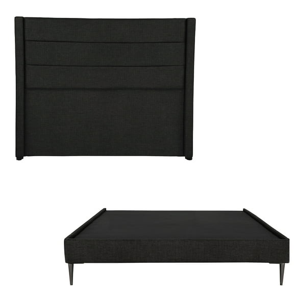 Box Base Cama Slim Queen Size+Cabecera Lugo Negro