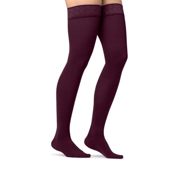 JOBST Maternity Opaque Compression Stockings, 20-30 mmHg, Thigh High, Closed Toe, Cranberry, Large
