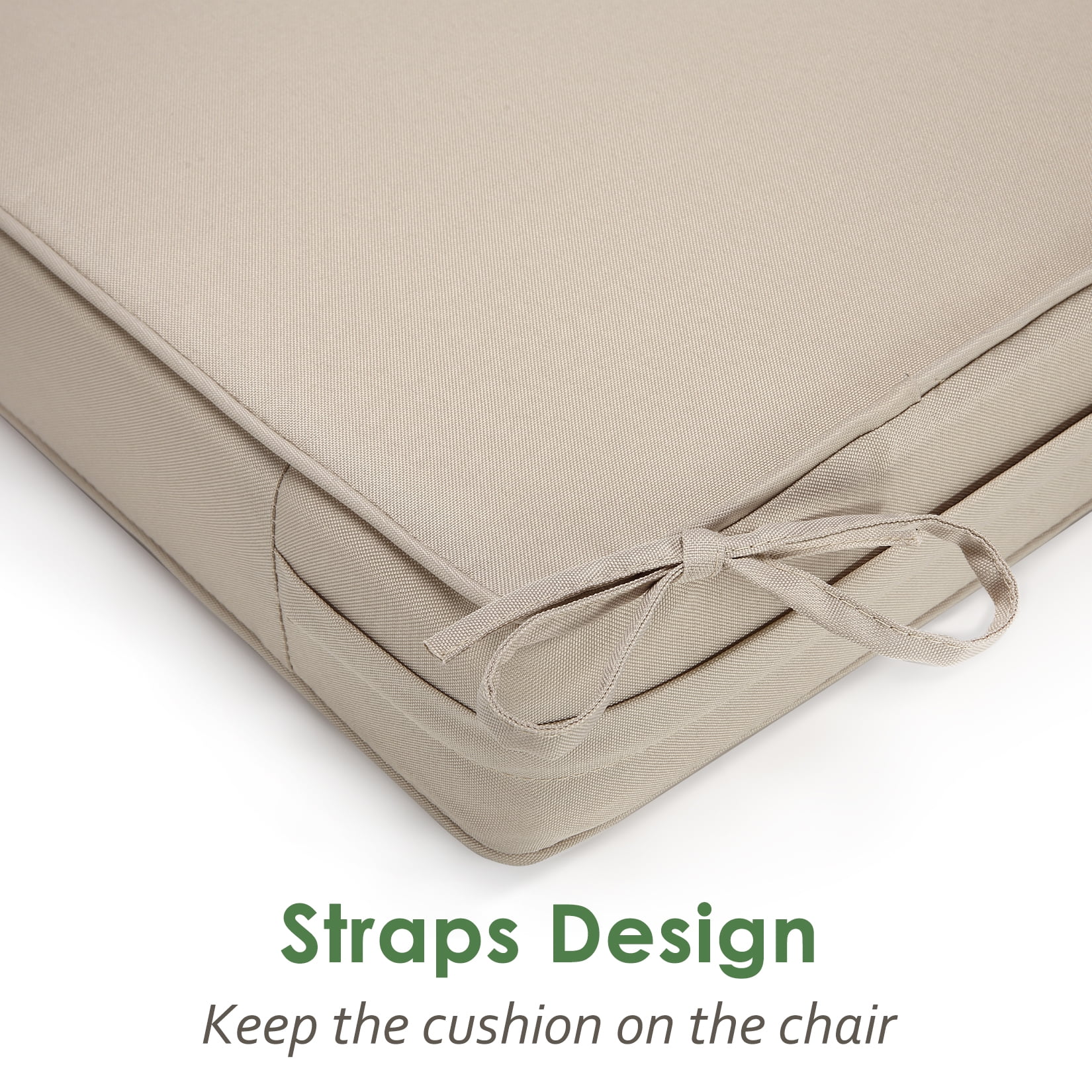 Garvee Patio Chair Cushions Set of 2 for Outdoor Furniture 22x22x4 Inch, Waterproof & Fade Resistant Square Corner Outdoor Seat Cushions with Tie, Perfect for Chair Sofa Couch, Khaki