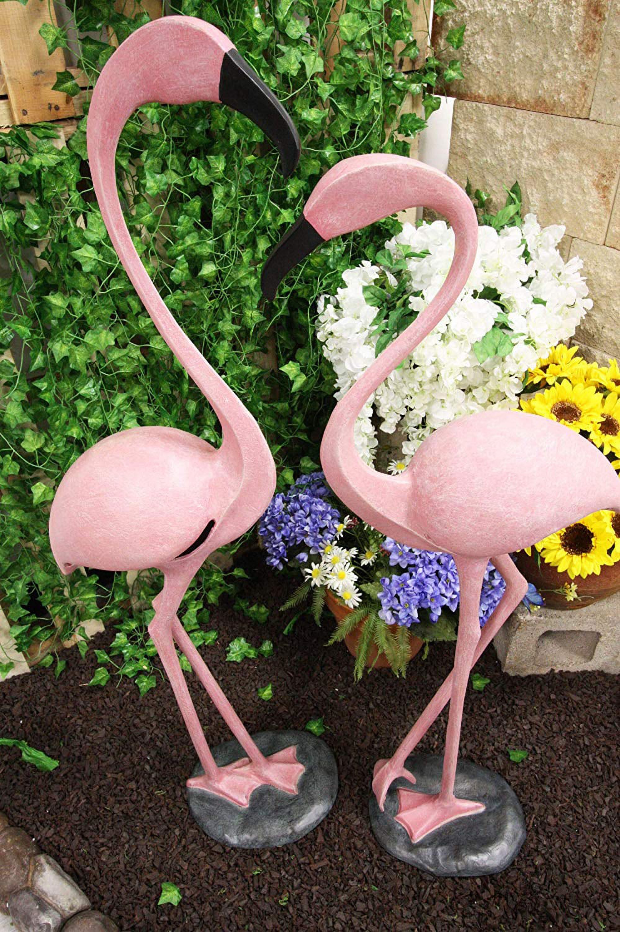 Ebros Large Set of 2 Colorful Tropical Rainforest Pink Flamingo Garden Statues - image 2 of 6